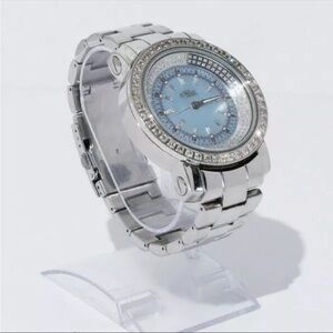Freez Mens Wrist Watch #115 silver and blue with diamond